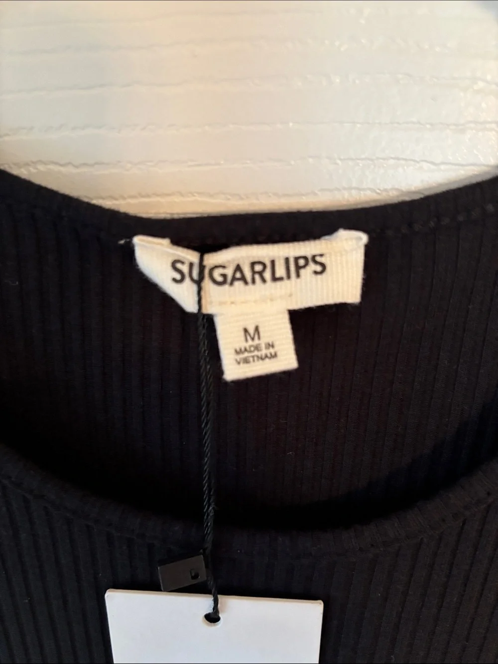 NWT SUGARLIPS RIBBED KNIT TANK DRESS in Black Size Medium - Picture 3 of 7